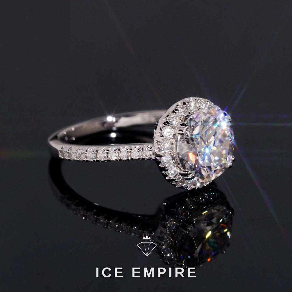 Iced Out 925 Silver Moissanite Engagement Ring