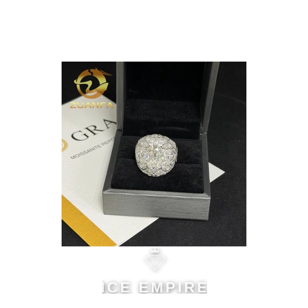 Iced Out Cluster 925 Silver Moissanite Cuban Chain