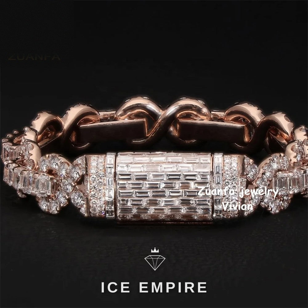 Iced Out 925 Silver Moissanite Cuban Chain