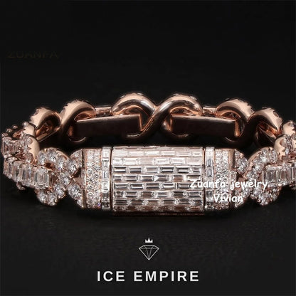 Iced Out 925 Silver Moissanite Cuban Chain
