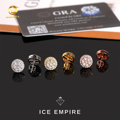 Iced Out 925 Silver Moissanite Stud Earrings
