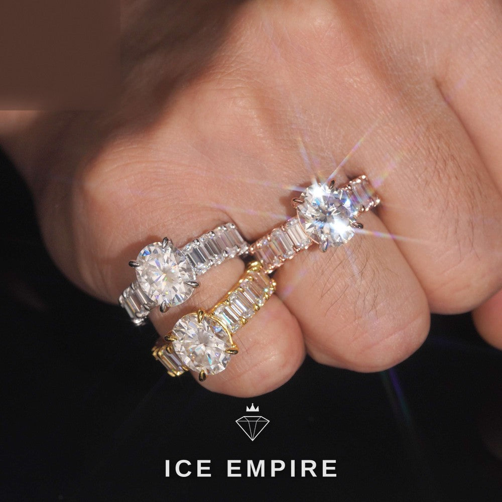 Iced Out Gold Plated Moissanite Wedding Band