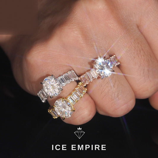Iced Out Gold Plated Moissanite Wedding Band