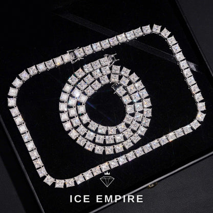 Iced Out 925 Silver Moissanite Tennis Chain