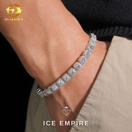 Iced Out Cluster Gold Plated Moissanite Cuban Chain