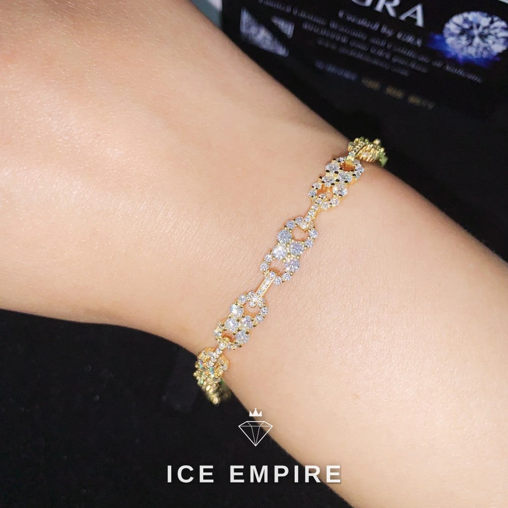 Iced Out Baguette 925 Silver Moissanite Cuban Chain