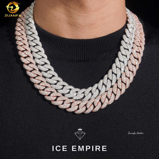 Iced Out 14K Gold Moissanite Cuban Chain