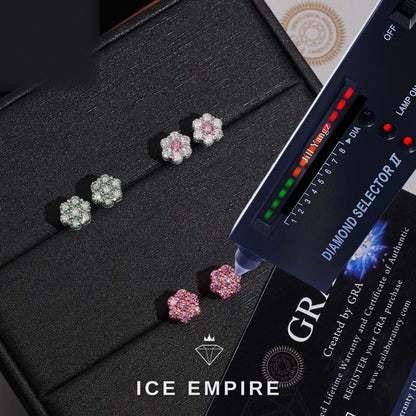 Iced Out Cluster Gold Plated Moissanite Stud Earrings