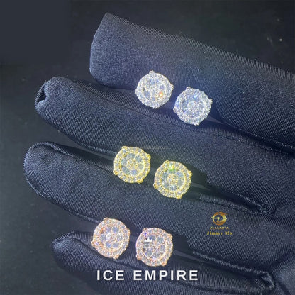 Iced Out 925 Silver Moissanite Stud Earrings