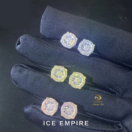 Iced Out 925 Silver Moissanite Stud Earrings