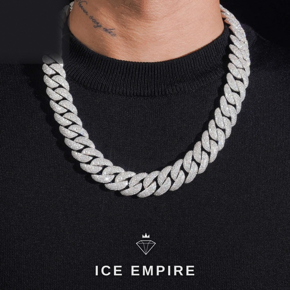 Iced Out Rose Gold Moissanite Cuban Chain