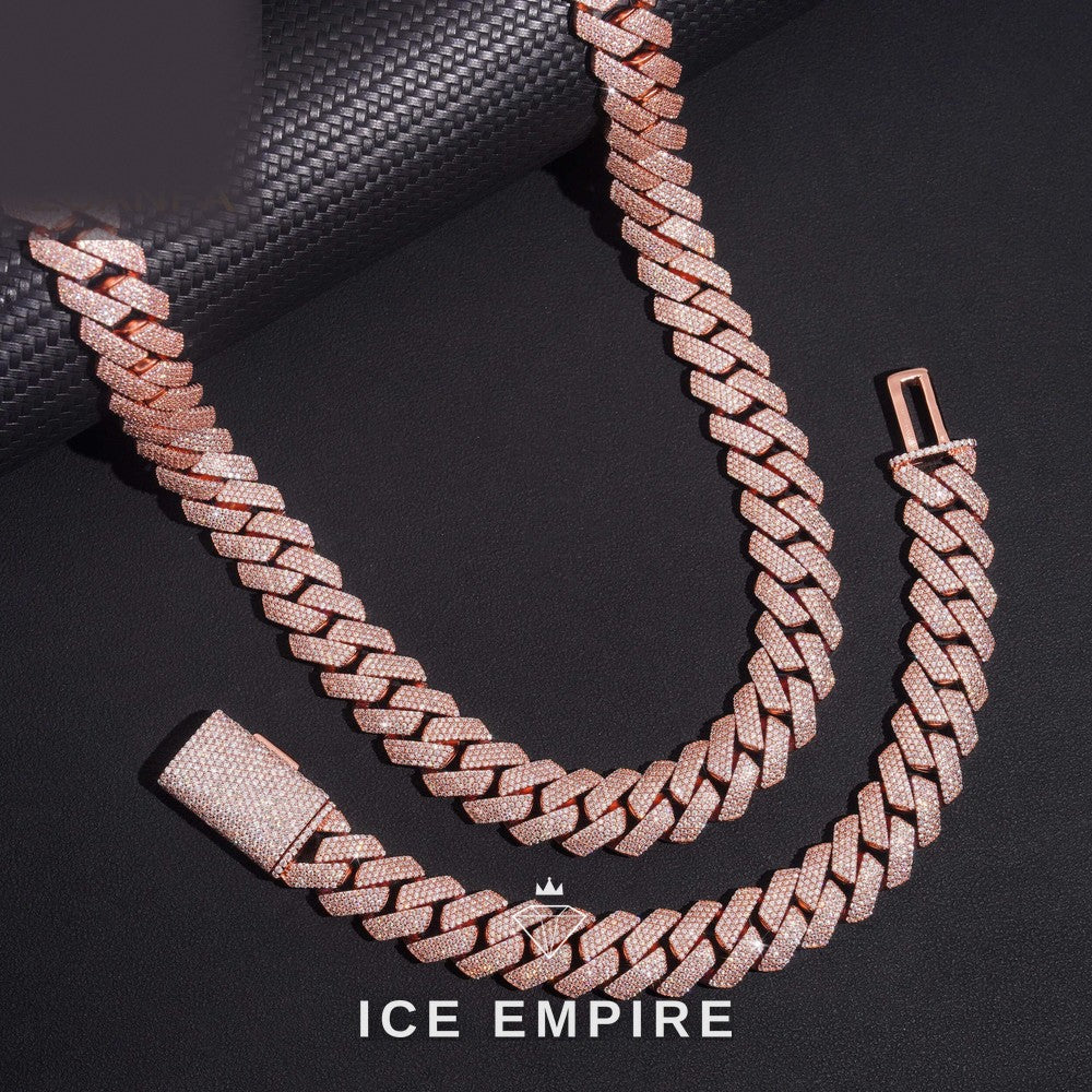 Iced Out Rose Gold Plated Moissanite Cuban Chain