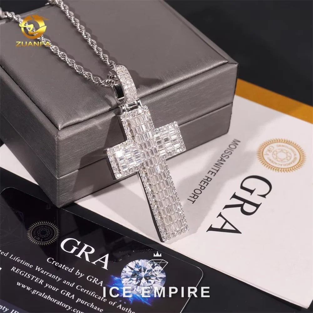 Iced Out Baguette Rose Gold Plated Moissanite Pendant