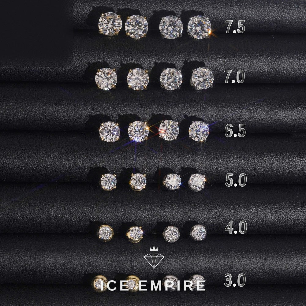 Iced Out Gold Plated Moissanite Stud Earrings