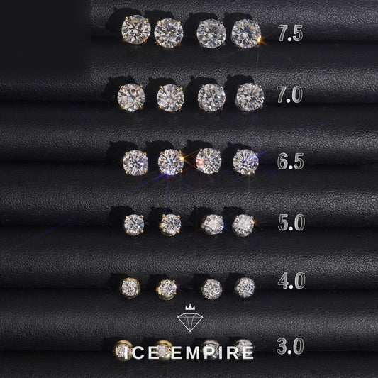 Iced Out Gold Plated Moissanite Stud Earrings