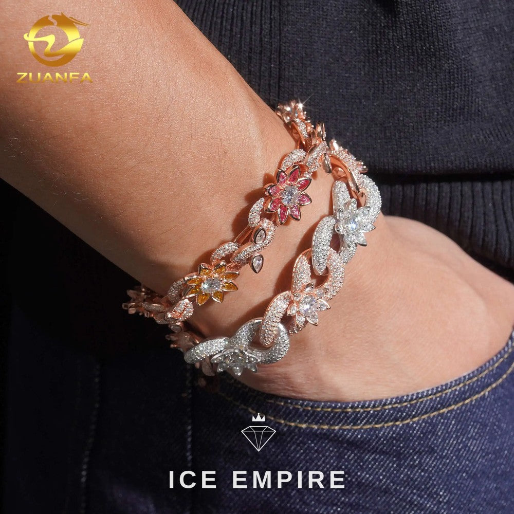 Iced Out Baguette 925 Silver Moissanite Cuban Chain