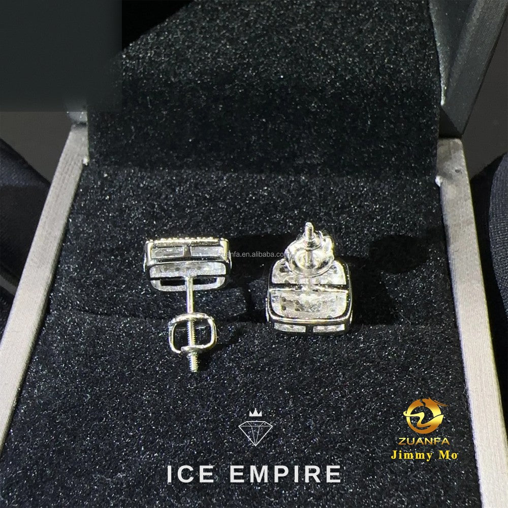 Iced Out 925 Silver Moissanite Stud Earrings