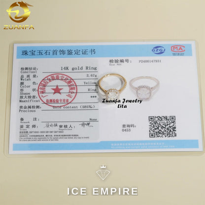 Iced Out 14K Gold Moissanite Engagement Ring