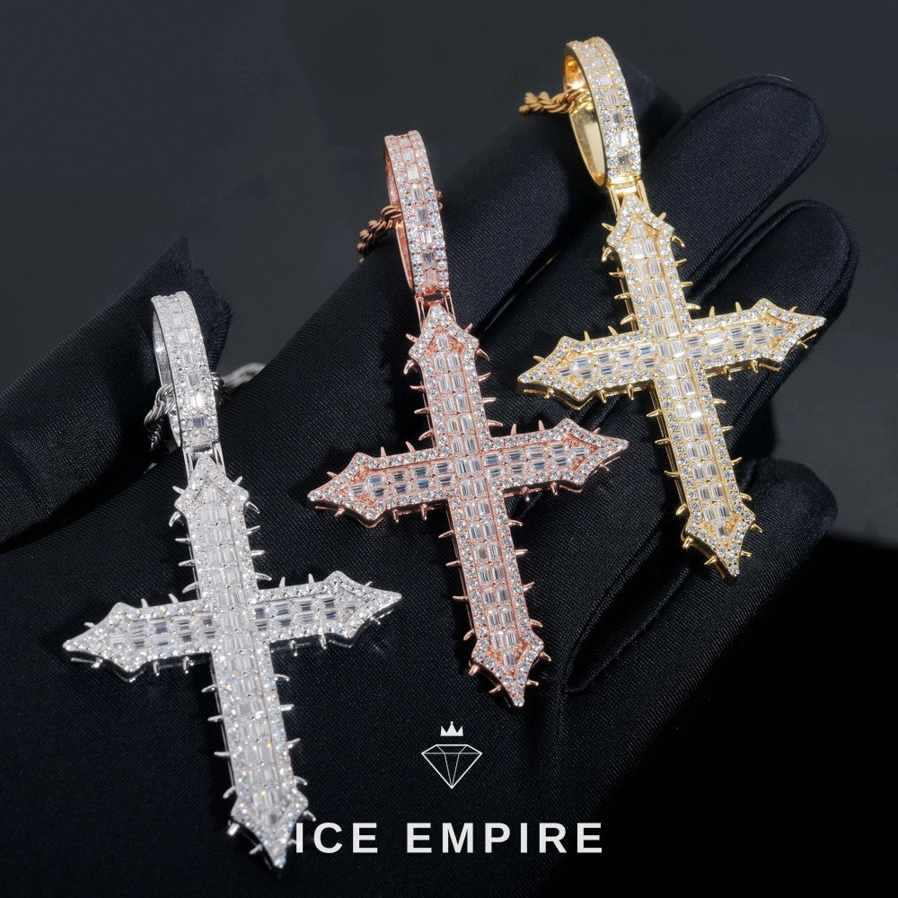 Iced Out Baguette Rose Gold Plated Moissanite Pendant