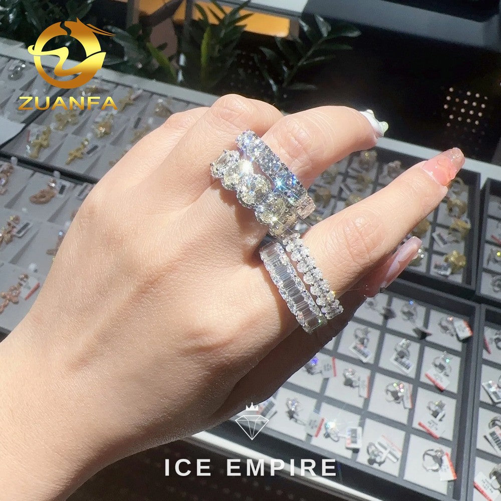 Iced Out 925 Silver Moissanite Ring