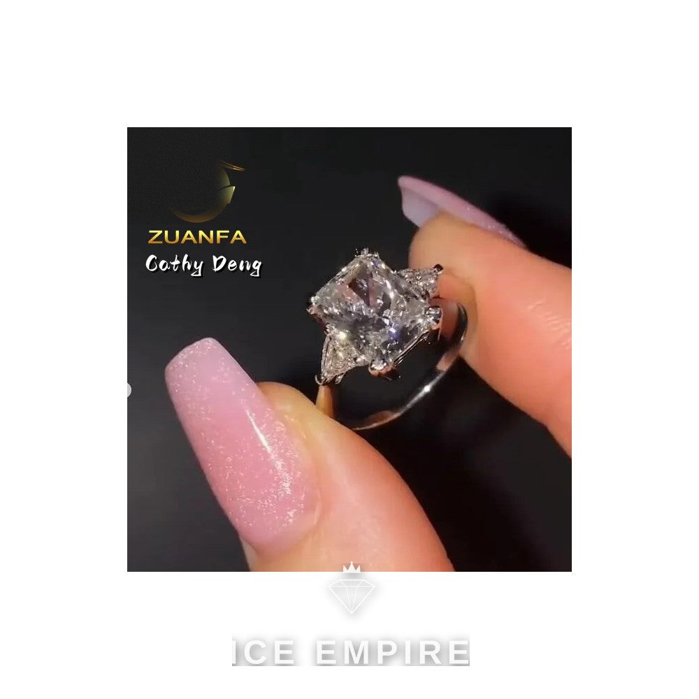 Iced Out 18K Gold Moissanite Engagement Ring