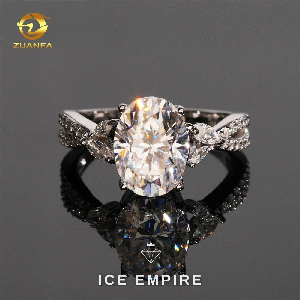 Iced Out 925 Silver Moissanite Engagement Ring