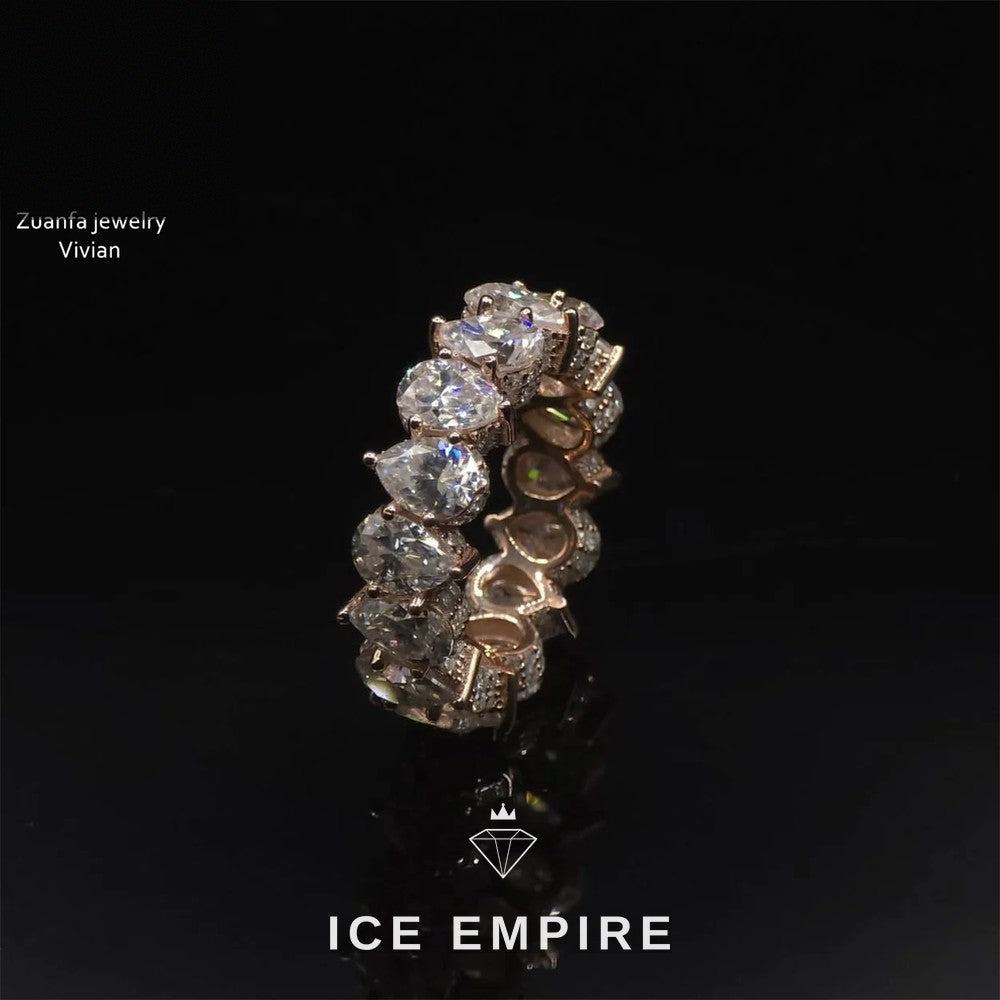Iced Out 925 Silver Moissanite Ring