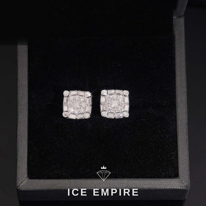 Iced Out Baguette 925 Silver Moissanite Stud Earrings