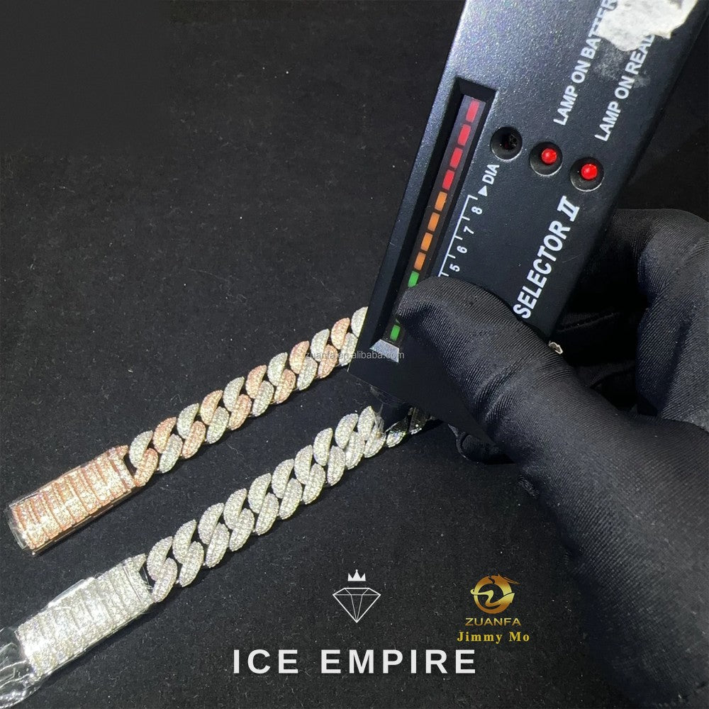 Iced Out 925 Silver Moissanite Cuban Chain