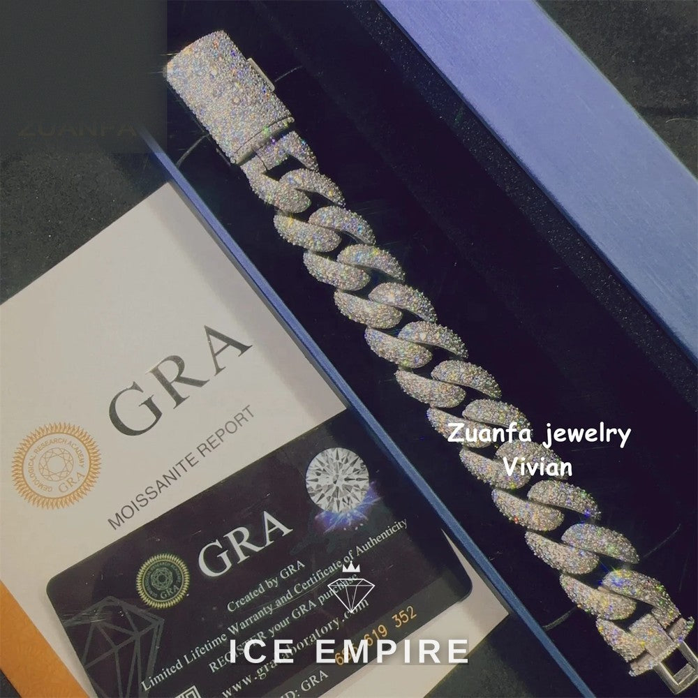 Iced Out 925 Silver Moissanite Cuban Chain