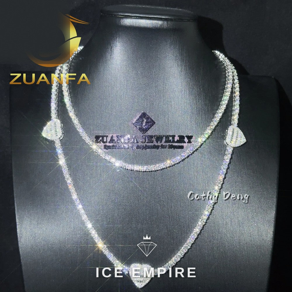 Iced Out Heart Rose Gold Plated Moissanite Cuban Chain