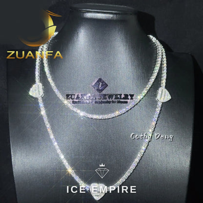 Iced Out Heart Rose Gold Plated Moissanite Cuban Chain