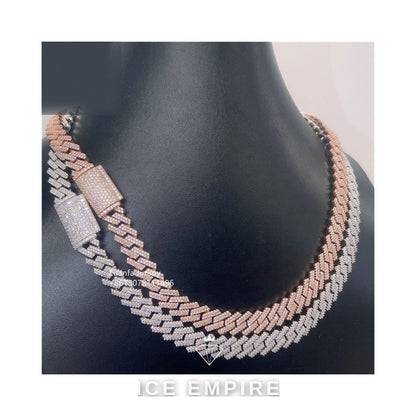 Iced Out Rose Gold Moissanite Cuban Chain