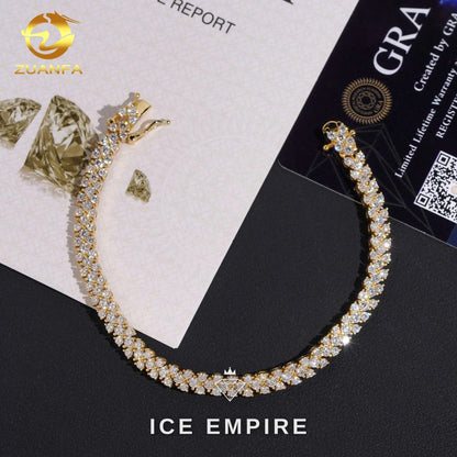 Iced Out Cluster 925 Silver Moissanite Tennis Bracelet
