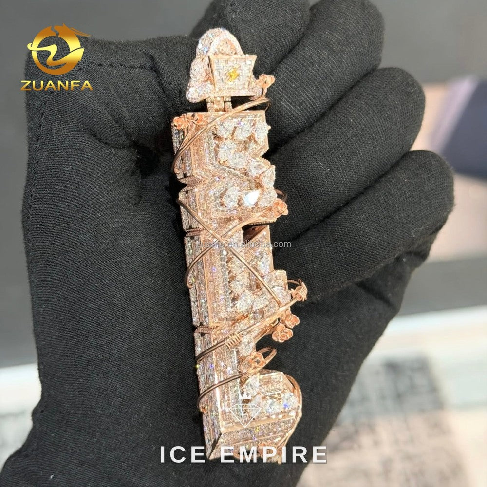 Iced Out Rose Gold Moissanite Pendant