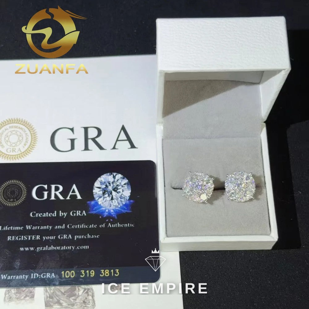 Iced Out Cluster 925 Silver Moissanite Earrings