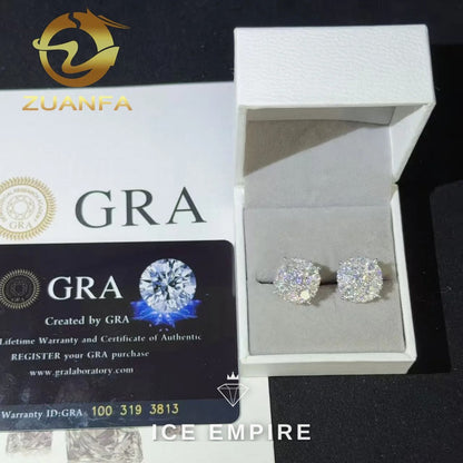 Iced Out Cluster 925 Silver Moissanite Earrings