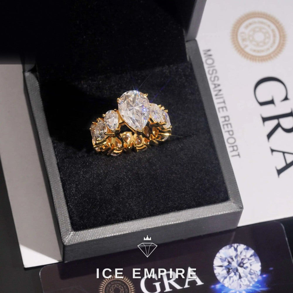 Iced Out Rose Gold Plated Moissanite Engagement Ring
