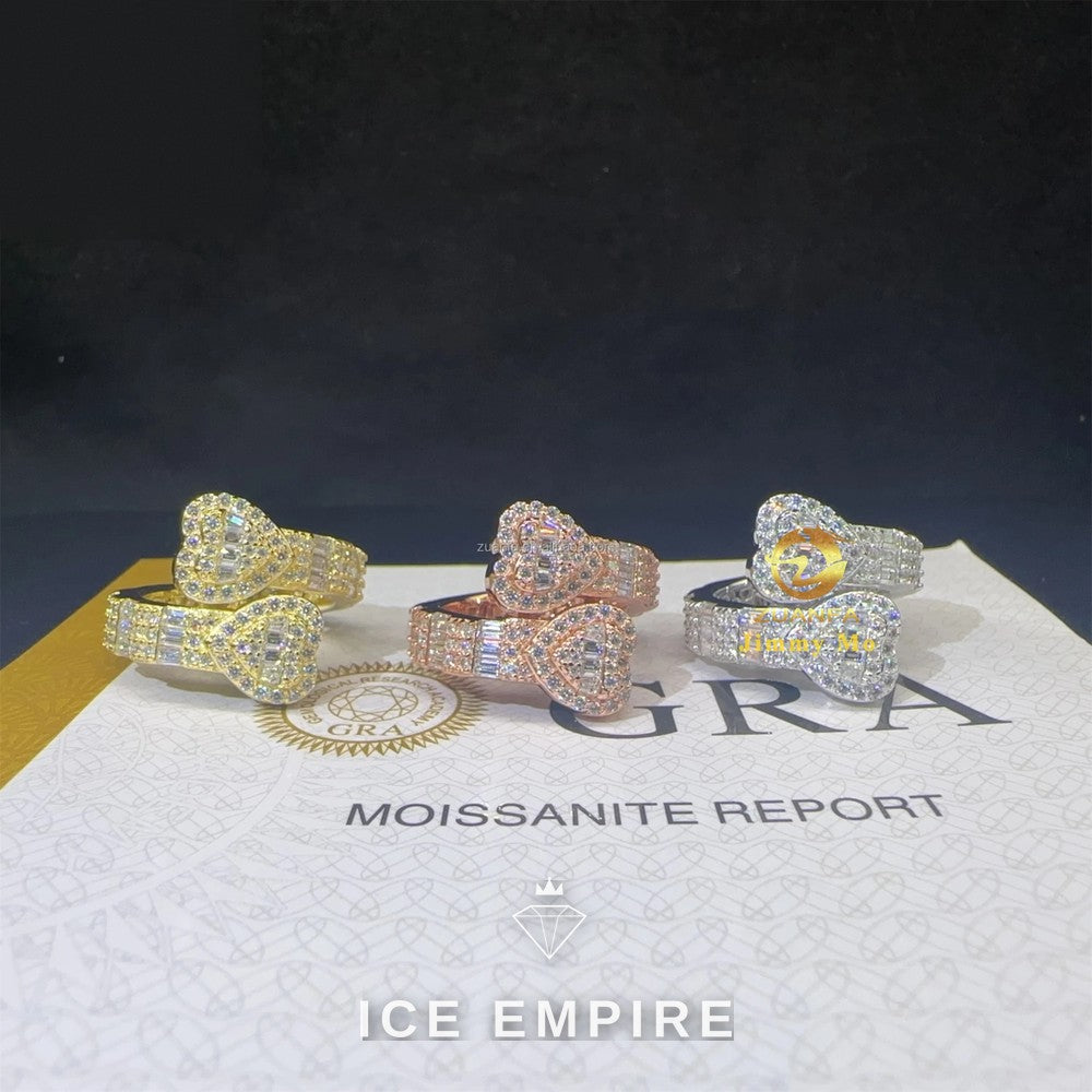 Iced Out Baguette Rose Gold Plated Moissanite Ring