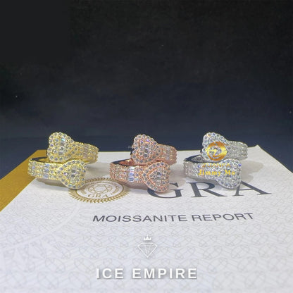 Iced Out Baguette Rose Gold Plated Moissanite Ring