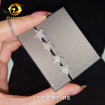 Iced Out Baguette 925 Silver Moissanite Stud Earrings