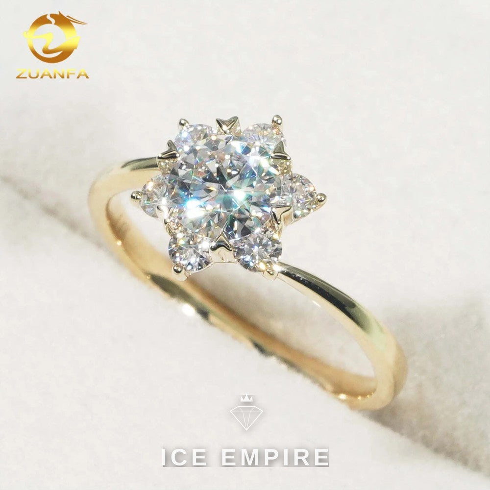 Iced Out 9K Gold Moissanite Engagement Ring