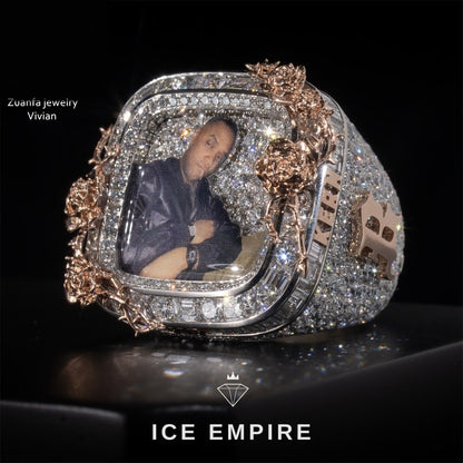 Iced Out Rose Gold Plated Moissanite Ring