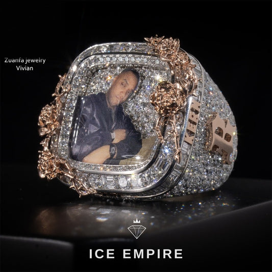 Iced Out Rose Gold Plated Moissanite Ring