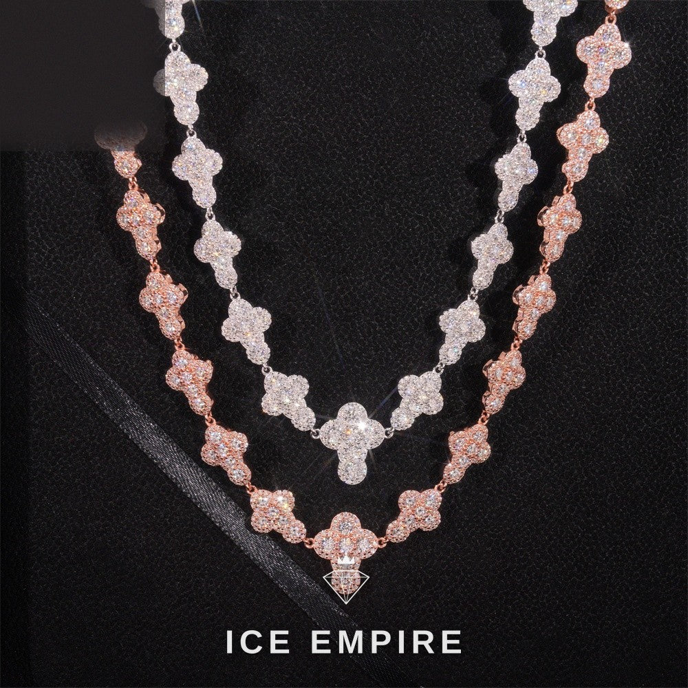 Iced Out Cross Rose Gold Plated Moissanite Cuban Chain