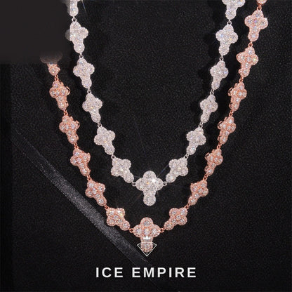 Iced Out Cross Rose Gold Plated Moissanite Cuban Chain