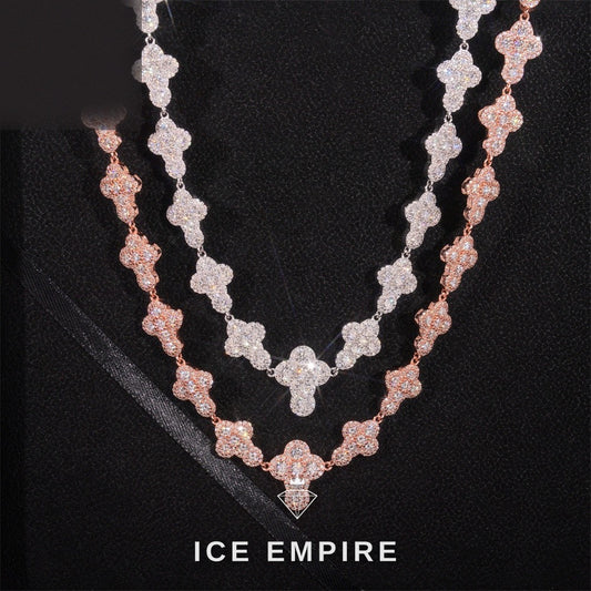 Iced Out Cross Rose Gold Plated Moissanite Cuban Chain