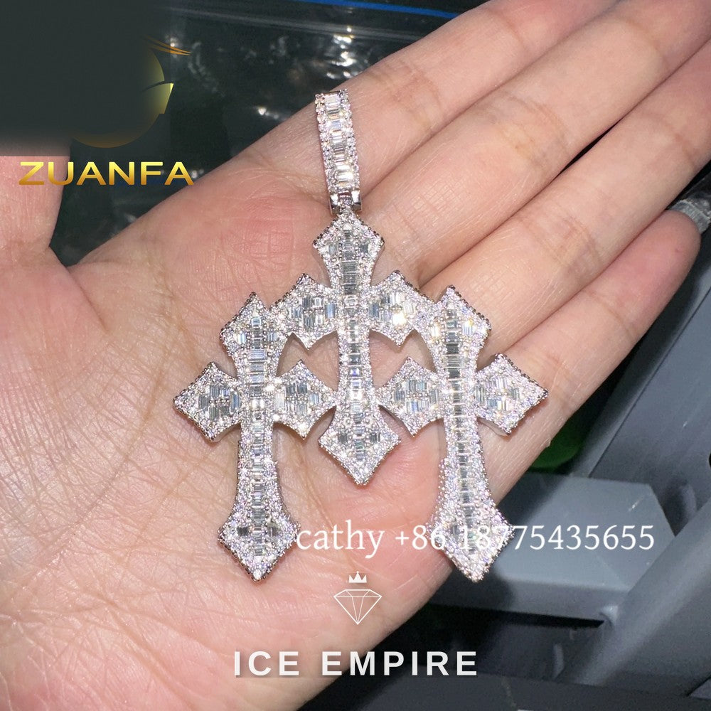 Iced Out Baguette Rose Gold Plated Moissanite Pendant
