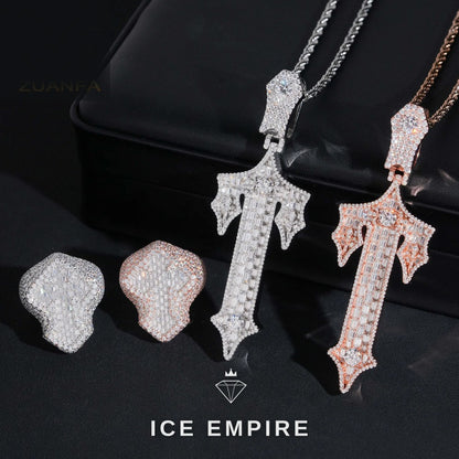 Iced Out Cross 925 Silver Moissanite Pendant