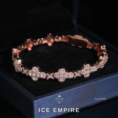 Iced Out Cross Rose Gold Plated Lab Grown Diamond Tennis Chain